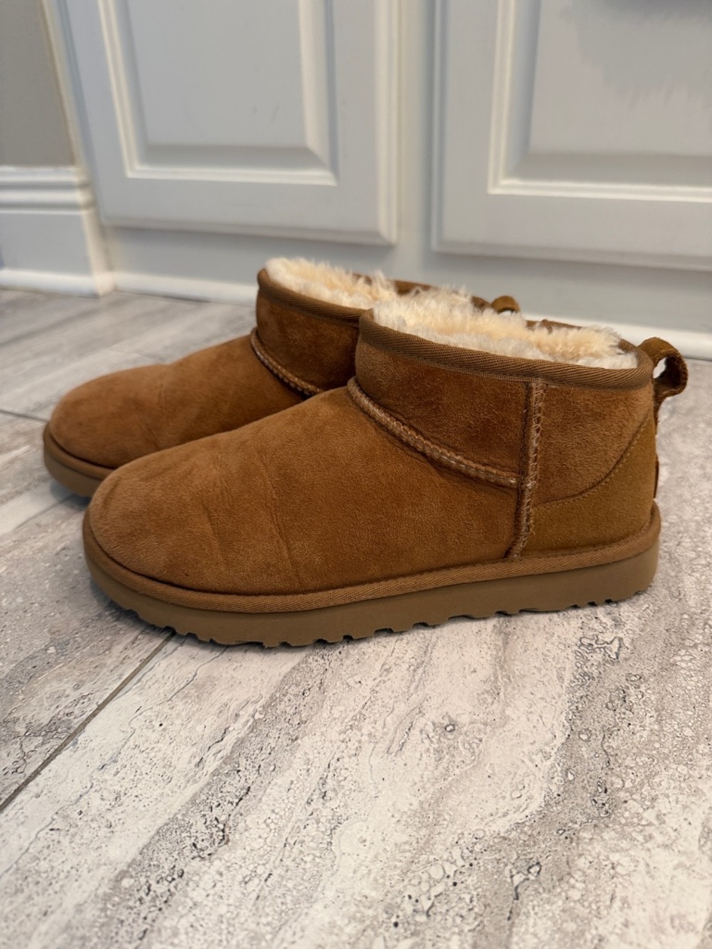 UGG Chestnut Suede Shearling Lined Slippers